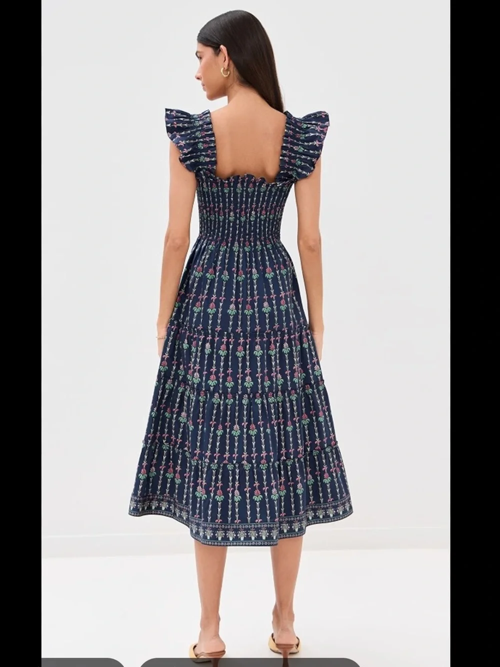 Hill House - The Nap dress- Navy Patterned Midi Skirt - Picture 2 of 4